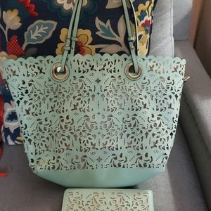 Pretty summer bag , mint and matching wallet